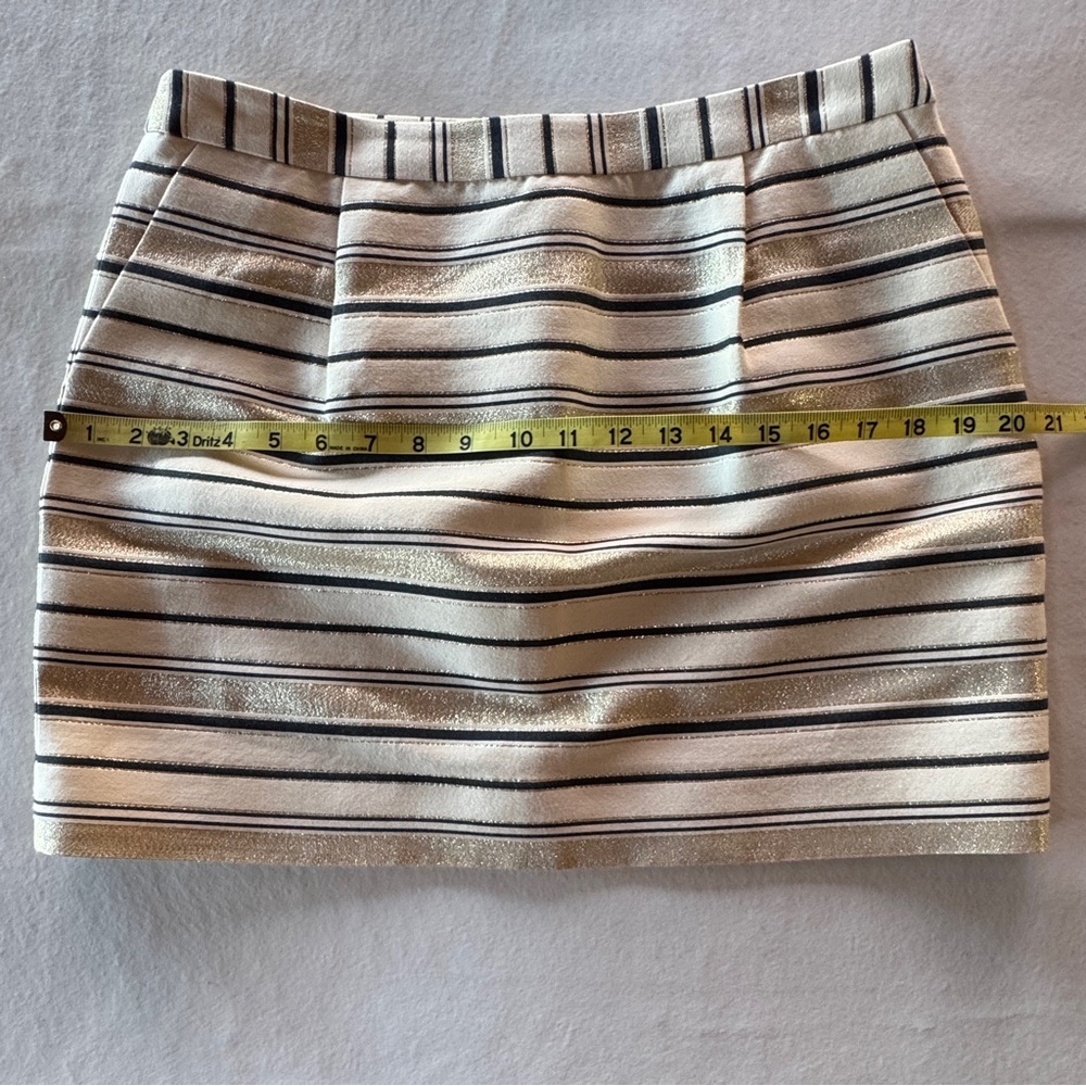 J. Crew Silk Blend Metallic Gold & Cream Striped Mini Skirt (8) - Picture 12 of 16